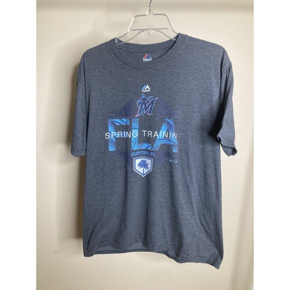Majestic Miami Marlins Spring Training Florida T-Shirt Size Large Gray - Picture 1 of 5